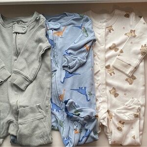 Baby Onesie Set - Striped, Dinosaur, Bear Prints